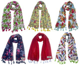 Fusfus WomenS Printed Chiffon Scarves And Stoles, Free Size(Multicolour, Fs961) Pack Of 6 (Multicolor4)