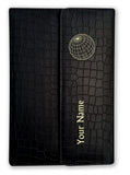 Brown Cloud Personalized Black Croc Pattern Leather Cover Notebook/Diary/Journal With Magnetic Lock Customized Message/Quote/Nam