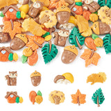 Beadthoven 36pcs Fall Resin Flatback Charms, Thanksgiving Cabochons Slime Charms Cute Maple Leaf Mushroom Tree Squirrel Animal R