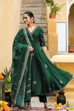 Anni Designer Women'S Rayon Blend Anarkali Printed Kurta With Pant & Dupatta (Berlin Green-Vks01_L_Green_Large),Green,L,,,