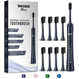 Wagner Stern ultrasonic whitening Electric Toothbrush with 8 Charcoal Black Brush Heads. for Fresh Breath & Healthy Smile. (Char