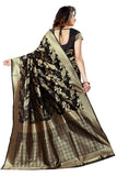Sugathari Womens Banarasi Saree Pure Kanjivaram Silk Saree Soft New Ladies 2023 Design Wear Pattu Sarees Latest Cotton Party Sari Collections With Blouse Piece For Wedding Sadi (Sam Pari-37 Black)