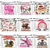 Reginary 18 Pcs Cowgirls Makeup Bag Disco Western Cosmetic Bag with Zippers Cowgirl Gifts Disco Party Favors Pouch for Women Gir