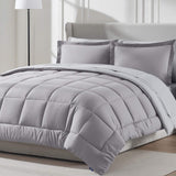 Nestl 7 Piece Queen Comforter Set - Grey Lavender Reversible Bed in a Bag - Complete Queen Size Bedding Set with Sheets, Pillowc