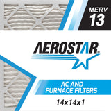 Aerostar 14x14x1 MERV 13 Pleated Air Filter, AC Furnace Air Filter, 6 Pack (Actual Size: 13 3/4x13 3/4x3/4)