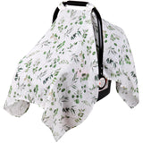 Rquite Car Seat Cover for Girl Boy, Muslin Cotton Infant Car Seat Canopy, Breathable Baby Carrier Cover, Summer Stroller Sun Sha