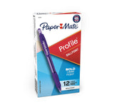 Paper Mate Profile Retractable Ballpoint Pens, Bold (1.4mm), Purple, 12 Count