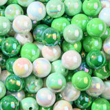 ANCADN 16mm Acrylic Green Beads 100pcs Ab Forest Style Bead Chunk Bubblegum Beads for Pens for Necklace Jewelry Bracelets DIY Cr