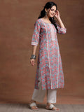 Libas Women'S Cotton Printed Straight Kurta (29060R Pink Pink 2Xl