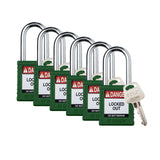 Brady Safety Lockout Padlock Sets 6 Pack Green Keyed Different Safety Lockout Padlocks 1 Key Per Lock SDPLGRN38STKD