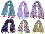 Fusfus WomenS Printed Chiffon Scarves And Stoles, Free Size(Multicolour, Fs1496) Pack Of 6 (Multicolor3)