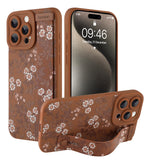 Ufbara Compatible with iPhone 15 Pro Max Case for Women Men, Cute Flower Floral Pattern, Built in Adjustable Metal Wrist Strap G