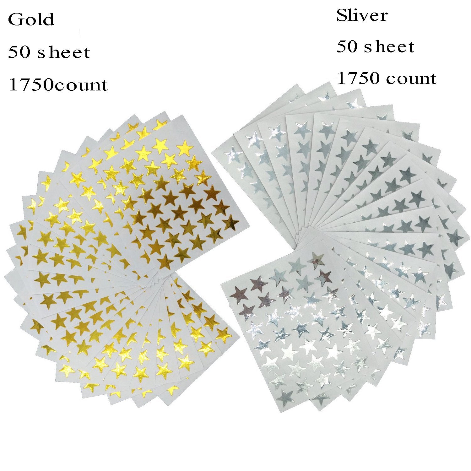 Kenkio 3500 Count Star Stickers Gold Silver Self-adhesive Stickers Stars