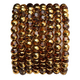 DADIFEN Glass Round Beads Yellow Octagon Faceted 6x5mm 100pcs Golden Edge Crystal Loose Beads for DIY Craft Jewelry Making