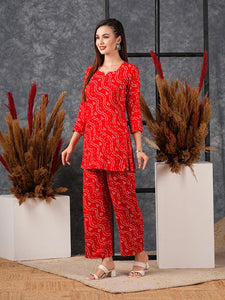 Gosriki Women'S Rayon Blend Bandhej Printed Ethnic Co-Ord Set (Nesta Red-Nl-Gs_Xxl_Red_Xx-Large),Red,2,B0D4ZFH5NJ