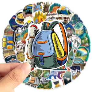 100 Pcs Wilderness Hiking Adventure National Natural Park Outdoor Camping Stickers, Must-Have Sticker Signs for Outdoor Lovers a