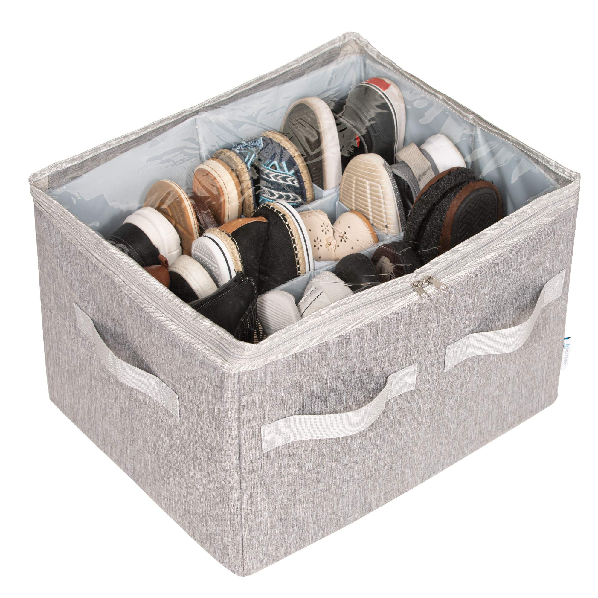 Moteph Shoe Organizer for Closet - Shoe Storage Organizer for Closet Organization with Clear Cover & Adjustable Dividers, Shoe R