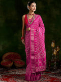 Libas Women'S Silk Blend Saree (16065R_Pink)