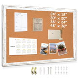 DOLLAR BOSS White Cork Board for Wall - 24 X 18 Inches, Rustic Wooden Frame Bulletin Board, Decorative Hanging Pin Board for Off
