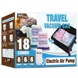 Travel Vacuum Bags with Electric Pump for Luggage and Suitcase, Vacuum Seal Compression Packing Bags for Clothes Clothing, Combo