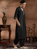 Libas Women'S Silk Blend Kurta Set (39059_Black Black L