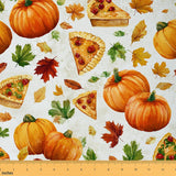 jejeloiu Fall Pumpkin Fabric by The Yard Happy Fall Yall Upholstery Fabric for Chairs Autumn Maple Leaves Waterproof Indoor Out