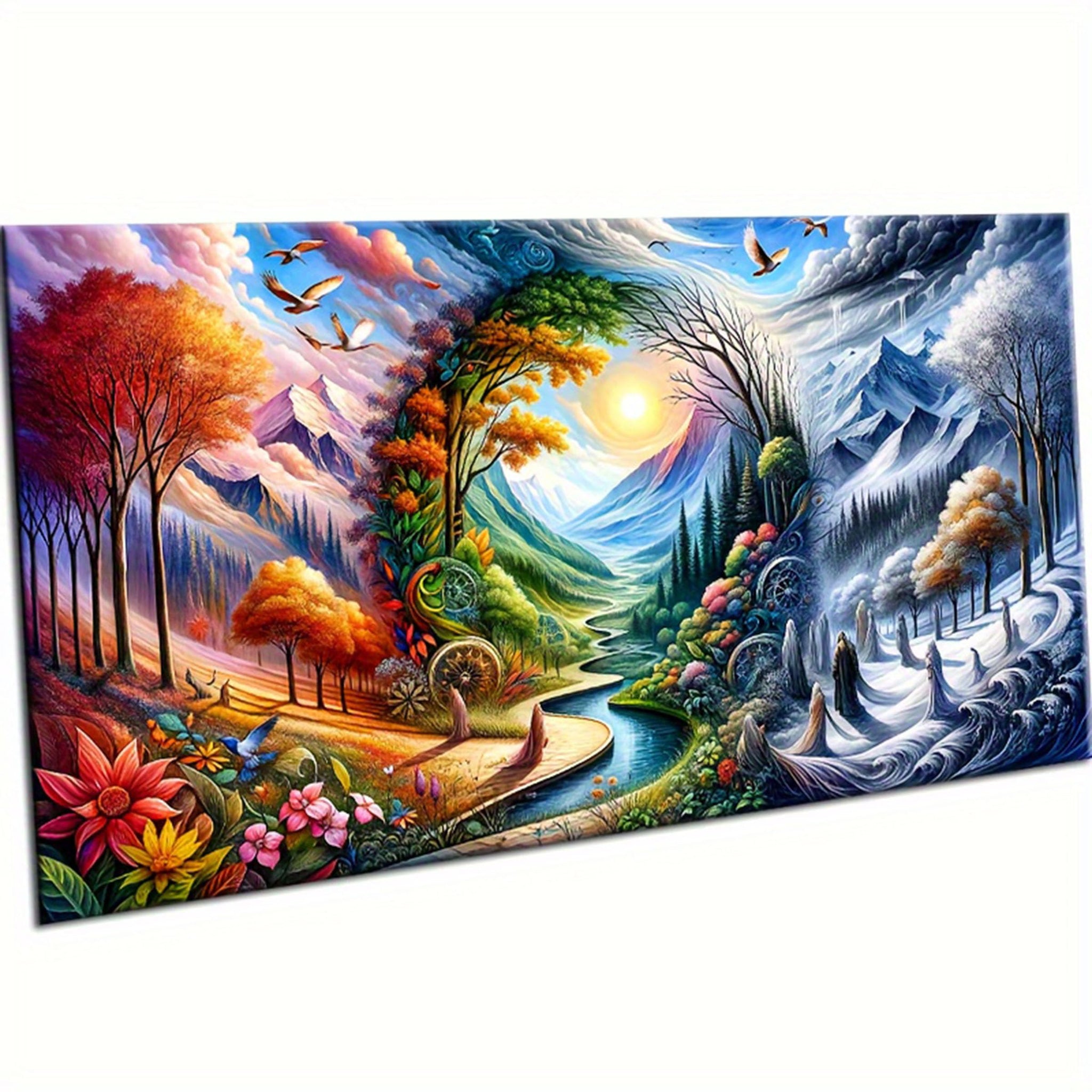 5D DIY Diamond Paintings Kit for Adults, Four Seasons Landscape Pattern,Diamond Art Kits,Full Round Diamond Mosiac Embroidery Gi