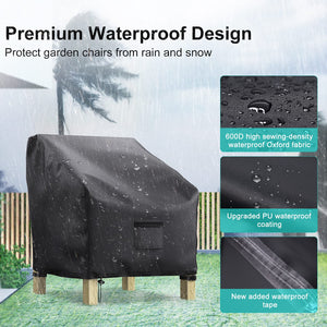 BROSYDA Patio Chair Covers for Outdoor Furniture Waterproof 2 Pack, Lawn Chair Covers 600D Heavy Duty Oxford Cloth, Large Covers
