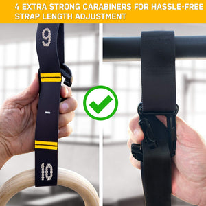 Double Circle Wood Gymnastic Rings 1.25 Inch, with Quick Adjust Numbered Straps and Exercise Videos Guide for Full Body Workout,