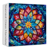 Stained Glass Mandala Puzzle for Adults 1000 Pieces, Colorful Mandala Flower Puzzle Art, Impossible Hard Difficult Challenging J