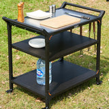 NUUK Outdoor Pizza Oven Table with Three-Shelf 24 x 32 Grill Cart Stainless Steel Rolling Prep Table with Solid Steel Frame, Out