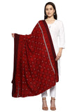 Amrozia Ajrakh Print Rayon Dupatta/Stole For Women (Maroon)