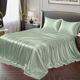 Vonty Satin Twin Sea Glass Sheets, Fitted + Flat + Pillowcase