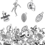 Blulu 200 Pcs Football Charms Mixed Silver Football Player 's Bat Beads Pendants Necklace Crafting Sport Charms Jewelry Making F
