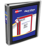 Avery FlexiView 3 Ring Binder, 1.5 Inch Round Rings, 1 Black Binder (17637)