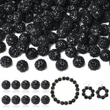 LAIDANLA 120pcs 10mm Black Rhinestone Beads Baseball Beads for Crafting, Shiny Round Shamballa Disco Beads, Sparkle Crystal Clay