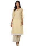 Libas Women'S Cotton Printed Straight Kurta (37248_Yellow