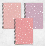 Starcandy Cute Star Pattern Diary Set For Girls Spiral A5 Size Wiro Bound Premium Notebook (80Gsm, 180 Pages, Set Of 3) (Multico
