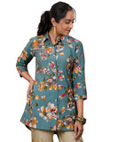 Libas Women's Printed A-Line Kurtis (37080_Blue