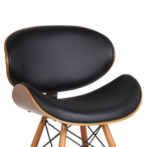 Armen Living Cassie Dining Chair In Black Faux Leather And Walnut Wood Finish 20D X 21W X 31H In