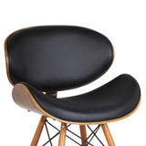 Armen Living Cassie Dining Chair In Black Faux Leather And Walnut Wood Finish 20D X 21W X 31H In