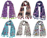 Fusfus WomenS Printed Chiffon Scarves And Stoles, Free Size(Multicolour, Fs2364) Pack Of 6 (Multicolor3)