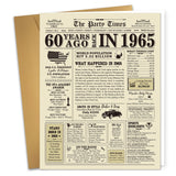 Ogeby Funny 60th Birthday Gifts for Women Men, Jumbo Back in 1965 Birthday Card, Vintage 60 Year Old Gifts for Dad Mom Grandma, 