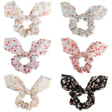 Jaciya Hair Scrunchies with Bow Hair Ties Bunny Ear Bowknot Scrunchie Floral Girls Hair Accessories Hair Scrunchies for Women's 