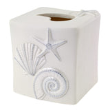 Avanti Linens - Tissue Box Cover, Sea Inspired Home Accessories, Guest Bathroom Essentials (Sequin Shells Collection)