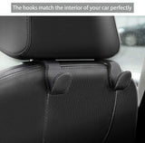 AMVOYOA Headrest Hooks for Car, Back Seat Organizer Gray Leather Hanger Holder Hook, for Hanging Purses and Bags and Coats, Pack