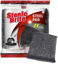 STEELO BRITE 3X Steel Scrub Kitchen Scrub Stainless Steel Utensil Dish wash, Black Steel Scrubber Pad (Pack of 6)