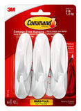Command Medium Designer Hooks, Holdes up to 3 lb, 6 Wall Hooks with 12 Command Strips, White, Damage Free Hanging Hooks for Hang