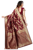 Sugathari Womens Banarasi Saree Pure Kanjivaram Silk Saree Soft New Ladies 2023 Design Wear Pattu Sarees Latest Cotton Party Sari Collections With Blouse Piece For Wedding Sadi (Sam Pari-37 Maroon)