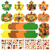 Beupy 420 Pcs Thanksgiving Felt DIY Fall Picture Frames Craft Kit Autumn Pumpkin Maple Leaves Photo Frames with Fall Leaves Pump